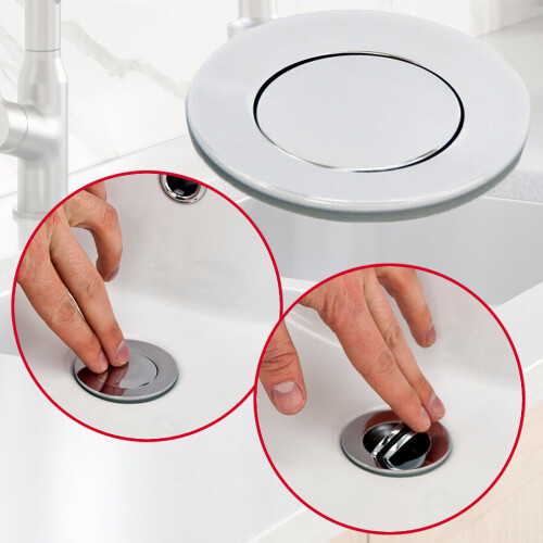 SPARES2GO Chrome Slotted Sink Basin Bathroom Kitchen Waste Flip Plug (1 1/4") 2