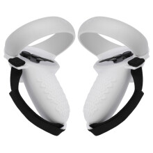 (White) 5 In1 Front Cover Eye Mask Pad For Oculus Quest 2 Touch Controller Silicone Grip Skin Thumb Button Knuckle Strap