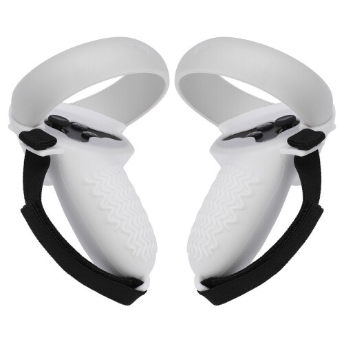 (White) 5 In1 Front Cover Eye Mask Pad For Oculus Quest 2 Touch Controller Silicone Grip Skin Thumb Button Knuckle Strap