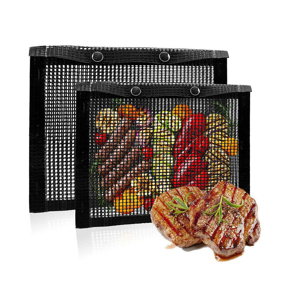 (M) 1 PC Non-stick Barbecue Mesh Mat Bag Reusable Cooking Grill BBQ Mat Baking Net Bag Outdoor Camping Picnic