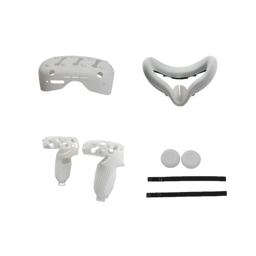 (Black) 5 In1 Front Cover Eye Mask Pad For Oculus Quest 2 Touch Controller Silicone Grip Skin Thumb Button Knuckle Strap 2