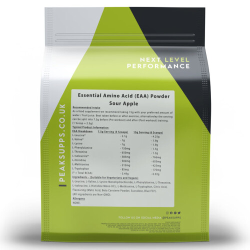 (Sour Apple, 500g) Essential Amino Acids (EAA) Powder - Vegan