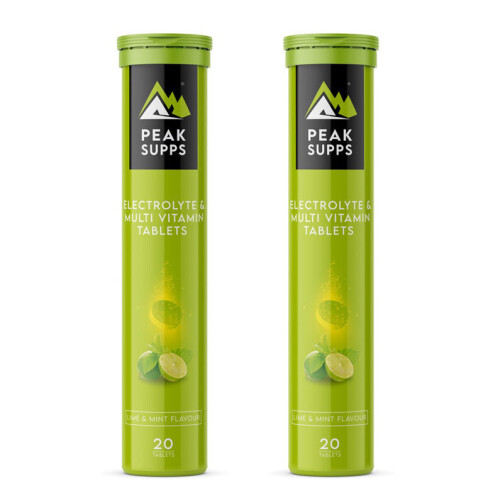 (2 Tubes (40 Tablets)) Electrolyte & Multi Vitamin Effervescent Tablets - Lime Mint