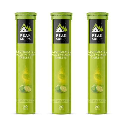 (3 Tubes (60 Tablets)) Electrolyte & Multi Vitamin Effervescent Tablets - Lime Mint