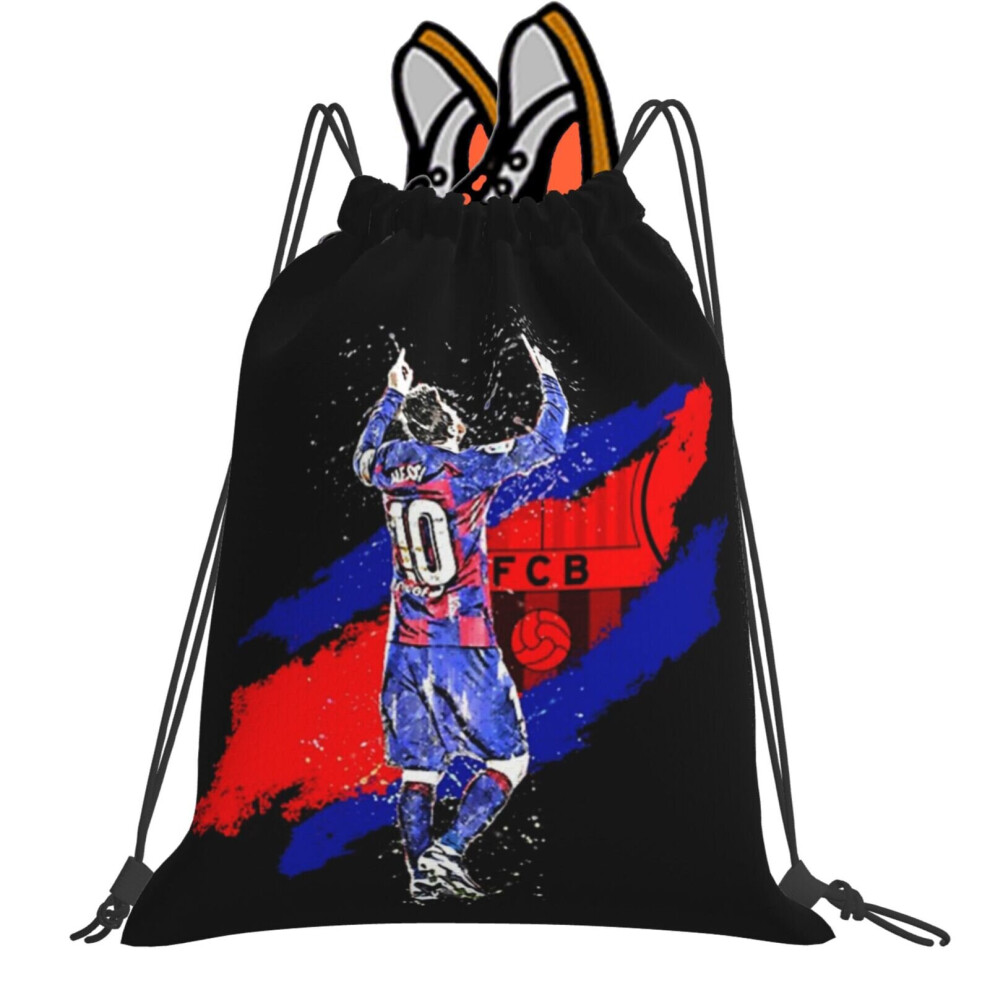 Drawstring Bag Leo Messi FC Barcelona's Historic Record Breaker Sport Gym Bag Travel Adult Kid