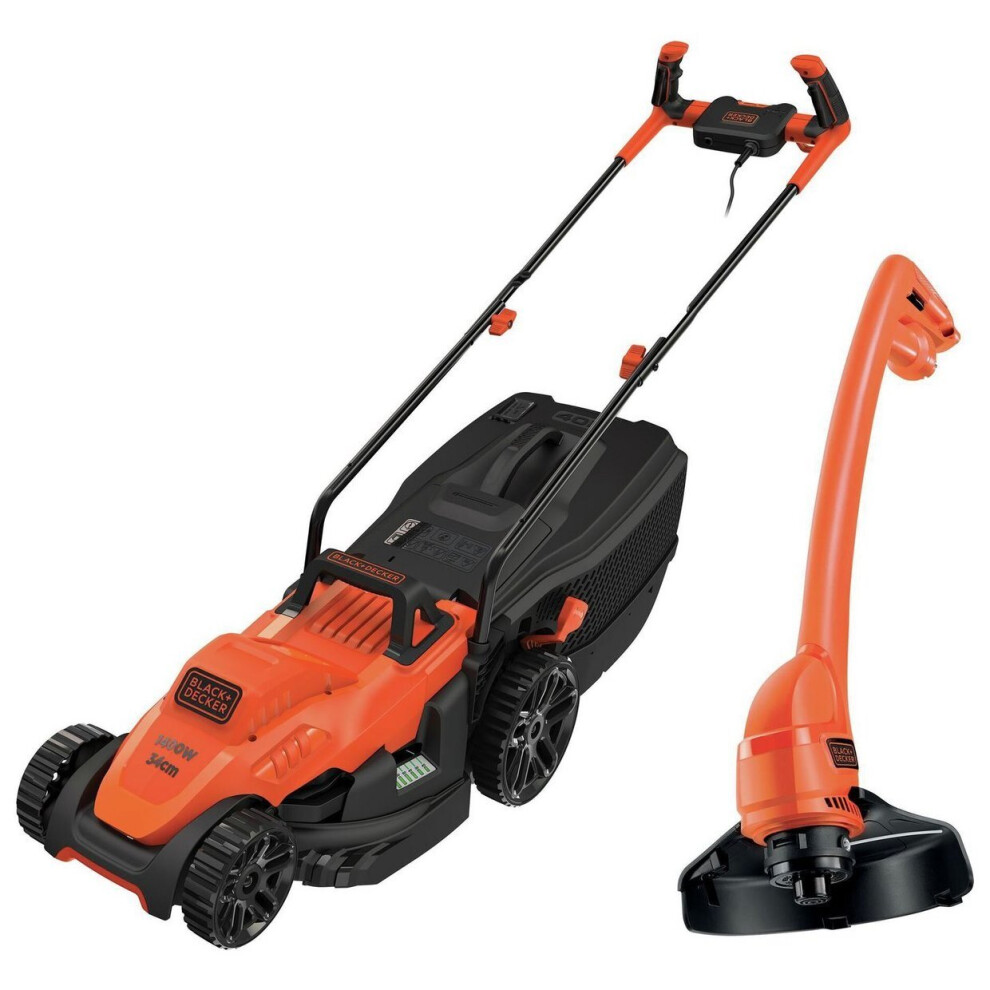 Black & Decker  34cm Corded Lawn Mower & Grass Trimmer Kit