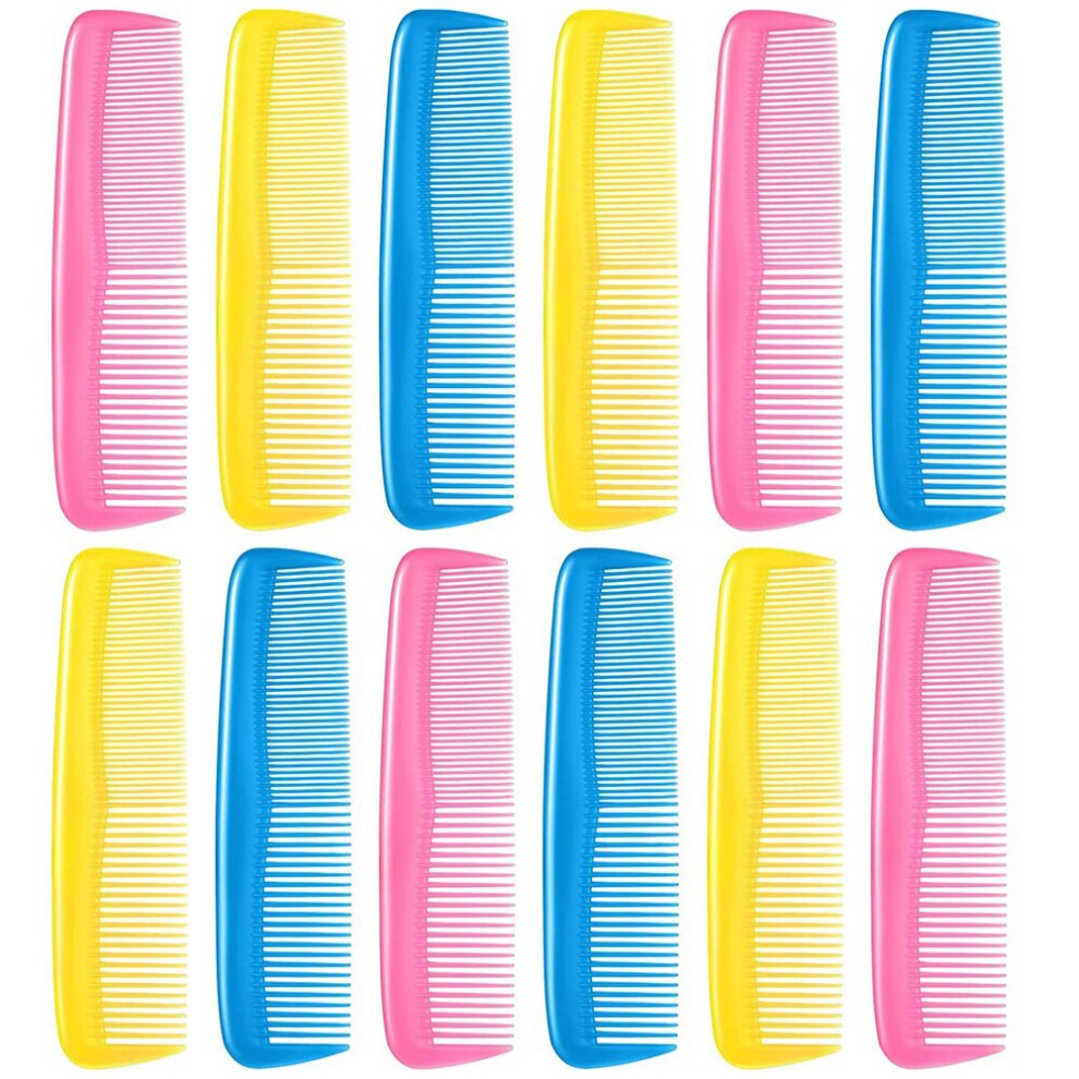 Tlily 12 Pieces Colorful Hair Combs Set Women Men Colorful Plastic Fine Comb (Pink, Yellow, Blue)