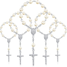 30Pcs Baptism Rosary Beads Finger Baptism Rosaries Faux for Baptism Favors Favors Communion Favors