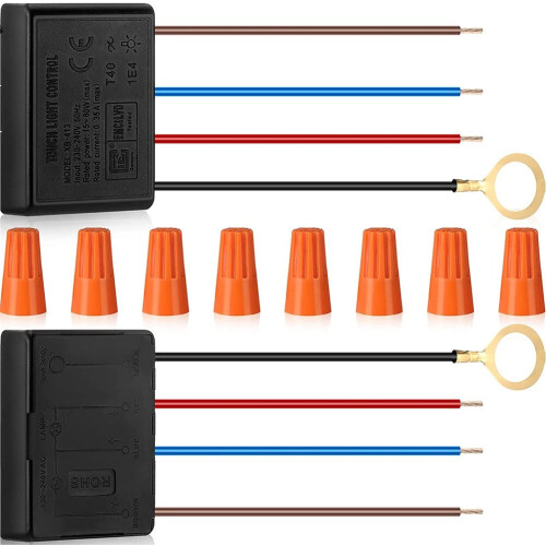 Touch Lamp Switch 2 Pack,Touch Lamp Control Module for Dimmable LED,Bulbs,Lamp Switch Replacement Kit with Wiring Caps 1