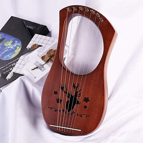 7-String Lyre Harp Mahogany Solid Wooden Metal Strings Stringed Instruments 2