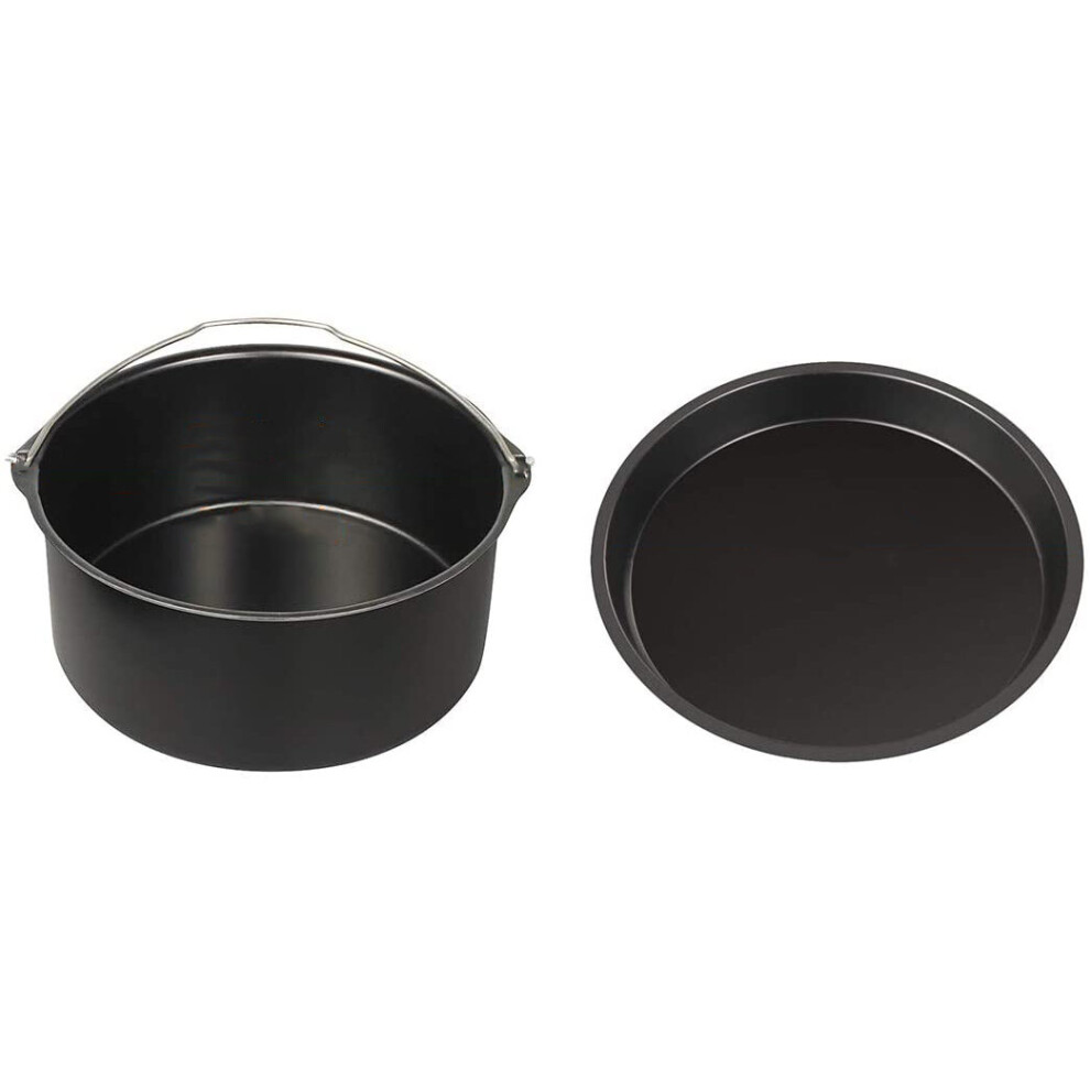 7-Inch Airfryer Accessories, 2 Pack Non-Stick Bakeware Cake Bucket Pizza Tray,Kitchen Restaurant Tool Set 