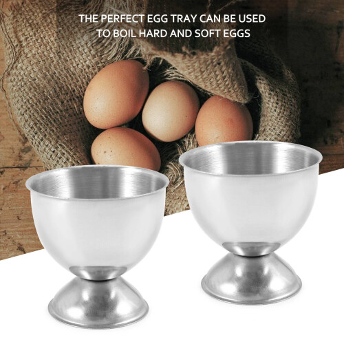 Egg Cups Set Stainless Steel Eggs Hard Boiled Eggs and Soft Tray Tool Holders Kitchen, Silver 2