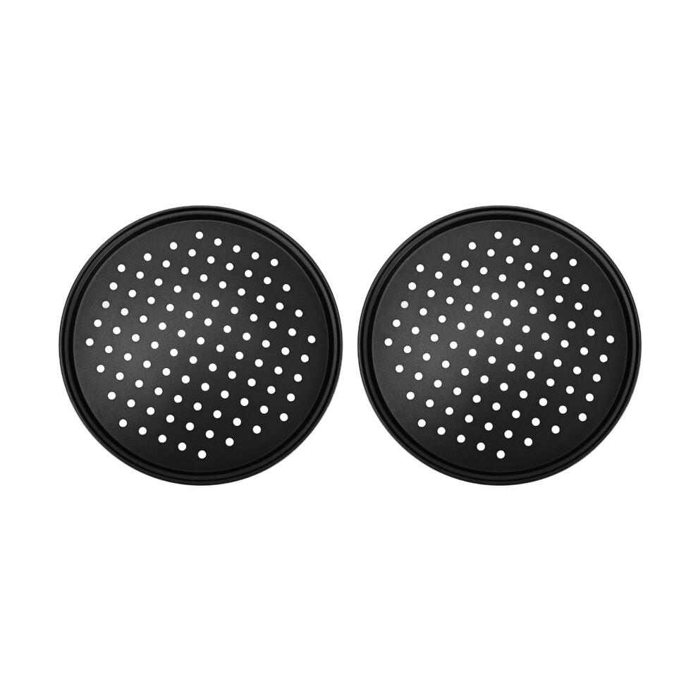 2 Pack 11 Inch Personal Perforated Pizza Pans Carbon Steel with Coating Easy to Clean Pizza Baking Tray 