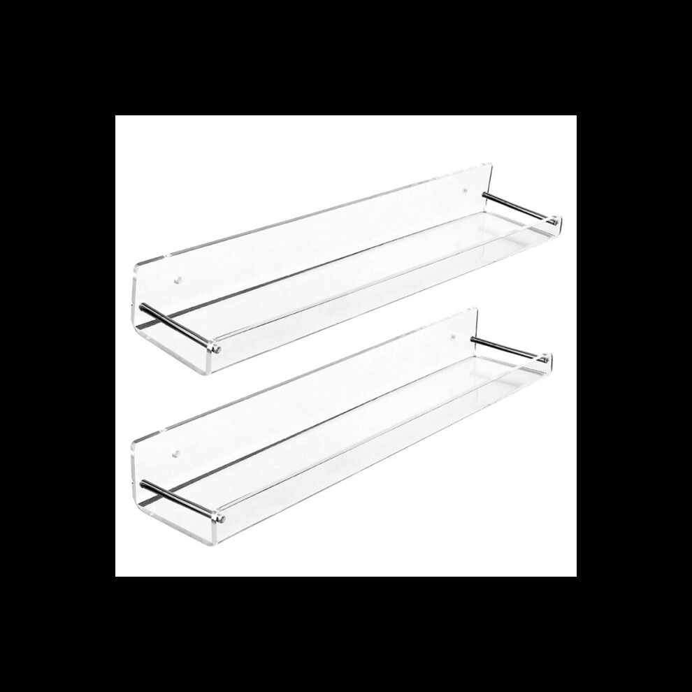 2 Pack Acrylic Floating Shelves, 15 L X3.25inch W, Clear Bathroom Wall Shelf, Bookshelves, Invisible Display For Office 4762016941154