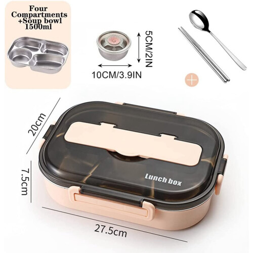 1.5L Bento Boxes for Student, Thermal Insulation Bento Lunch Box Tableware Set,Lunch Containers Lunch Box,2 1