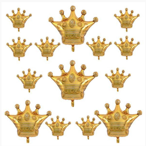 14PCS Crown Balloons Gold Foil Crown Balloon for Birthday Wedding Party Baby Shower Decorations 4 Giant and 10 Mini Size
