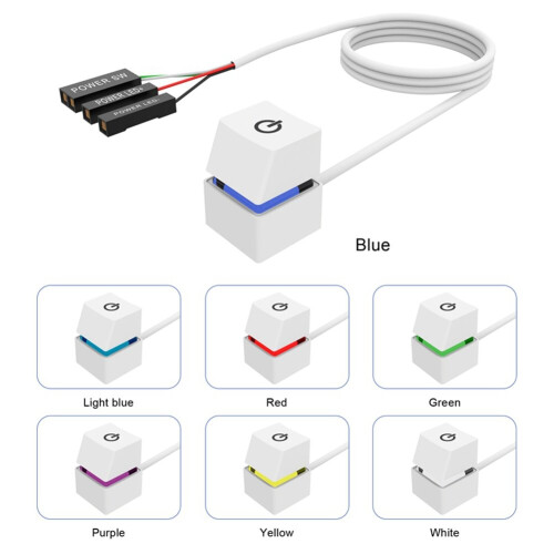 2M Portable LED Lights Computer Desktop Switch PC External Start Power On/Off Button Extension Cable, RGB Light 2