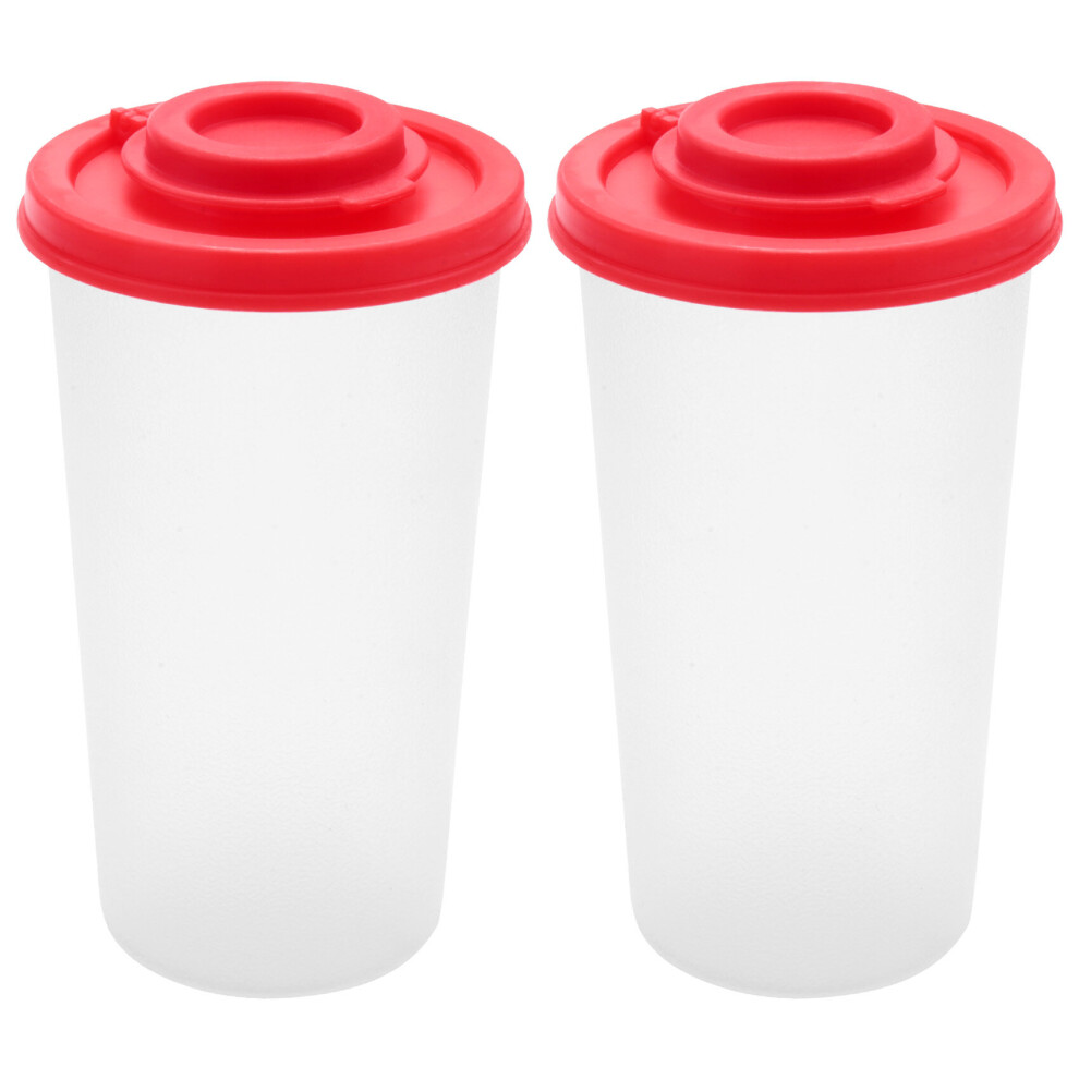 2 Salt and Pepper Shakers Moisture Proof ,Salt Shaker with Red Covers Lids Plastic Airtight Spice Jar Dispenser