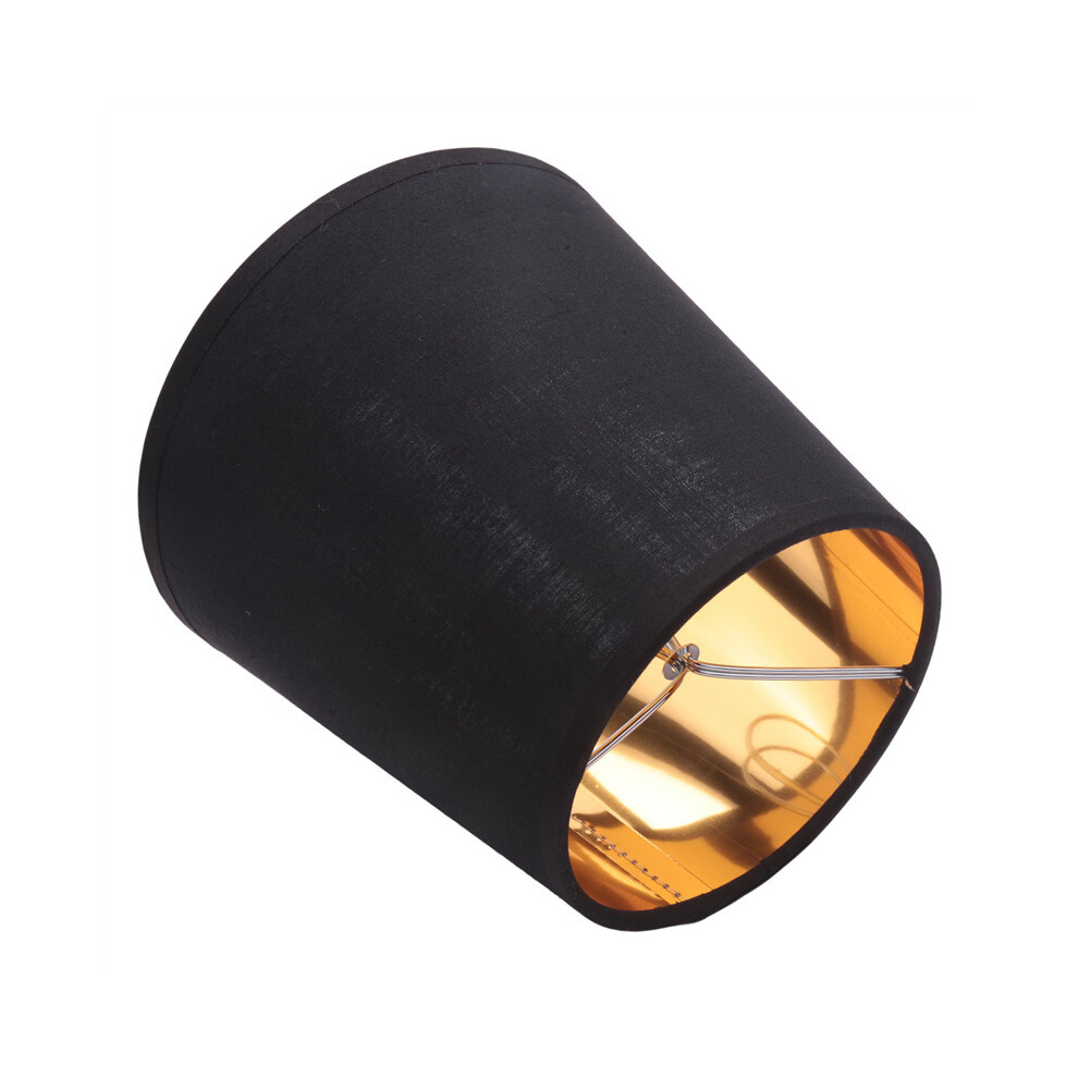 Black Lamp Shades with Gold Lining Clip on Light Shades Candle Chandelier Lampshades, 6