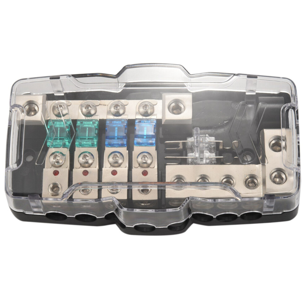 Multi-Functional Led Car Audio Stereo Anl Fuse Holder Distribution 0/4Ga 4 Way Fuses Box Block 30A 60A 80Amp 4762016943639