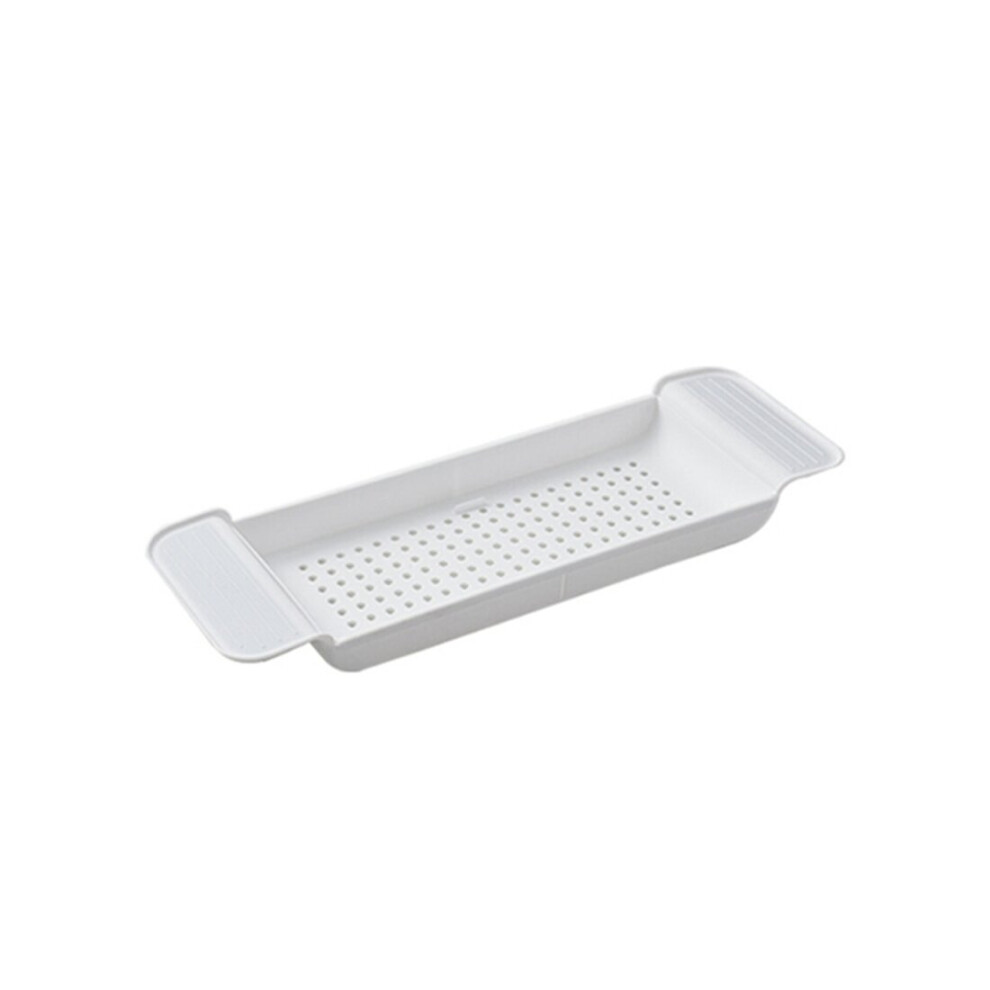 Retractable Bathtub Storage Rack Bath Tray Shelf Tub Bathroom Tools Towel Storage Shelf Kitchen Sink Drain Holder White