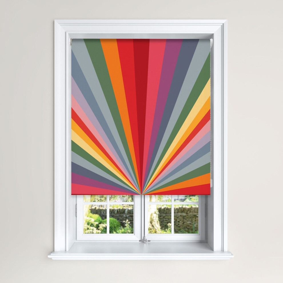 (120 cm Width x 140 cm Drop, Rainbow) Lister Cartwright Rainbow Sun Burst Roller Blind Blackout Easy Fit Cut To Size