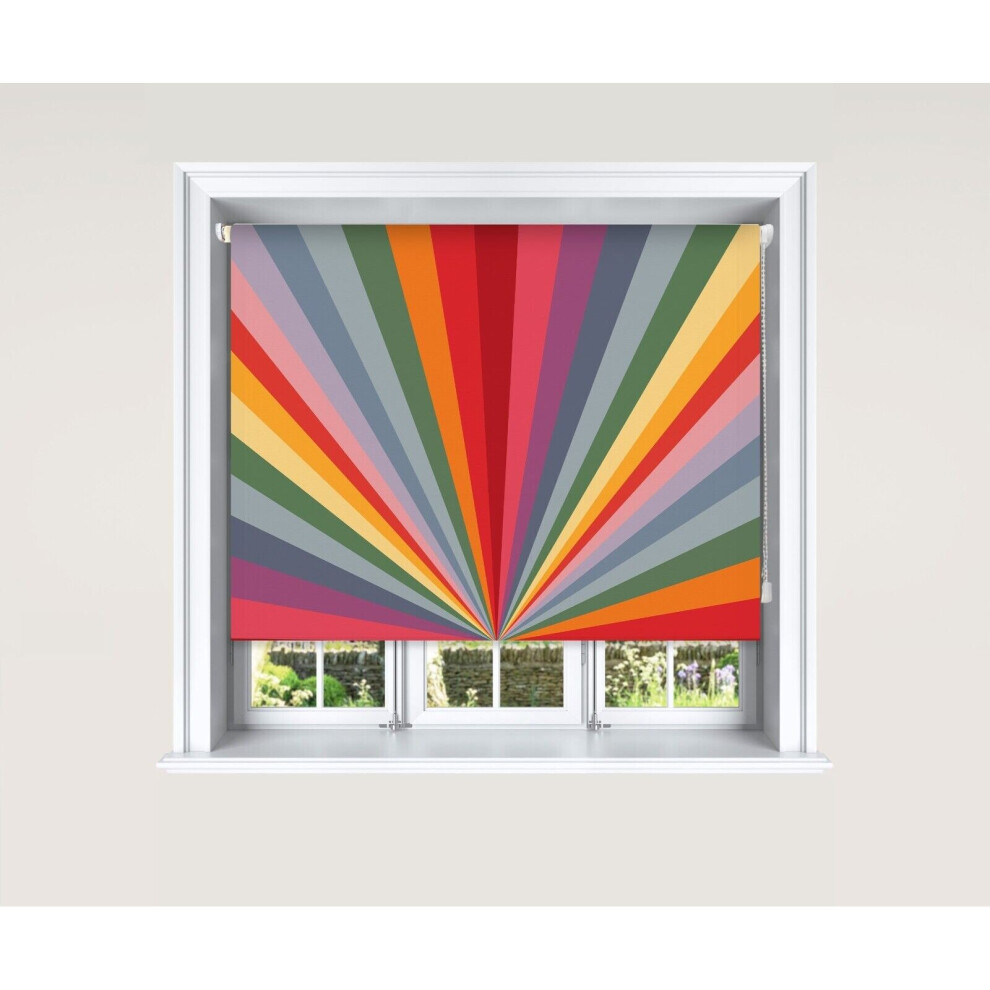 (180 cm Width x 140 cm Drop, Rainbow) Lister Cartwright Rainbow Sun Burst Roller Blind Blackout Easy Fit Cut To Size