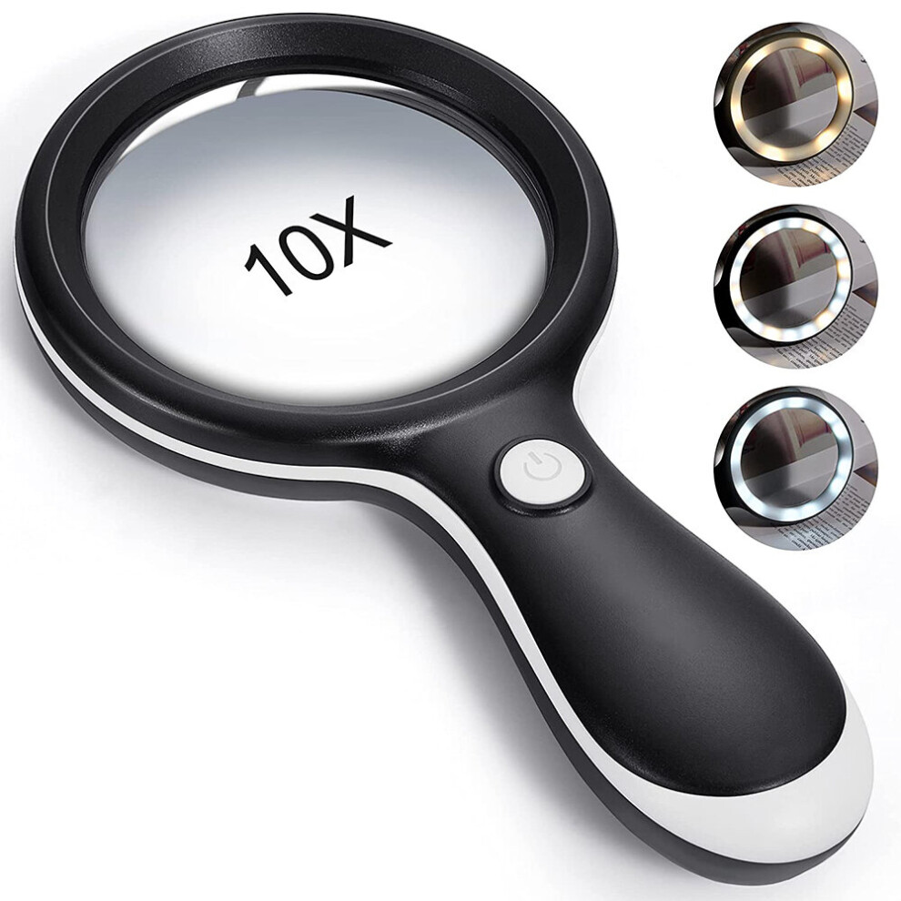 Lynker Light Large Handheld Magnifying Glass 10X Magnifier Loupe Reading With