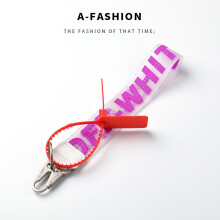 (Purple) Off Letter Lanyard Keychain Lanyards for Keys Cool Wristlet Keychain PVC Wrist Lanyard Can Hang Key Wallet Jeans Decoration