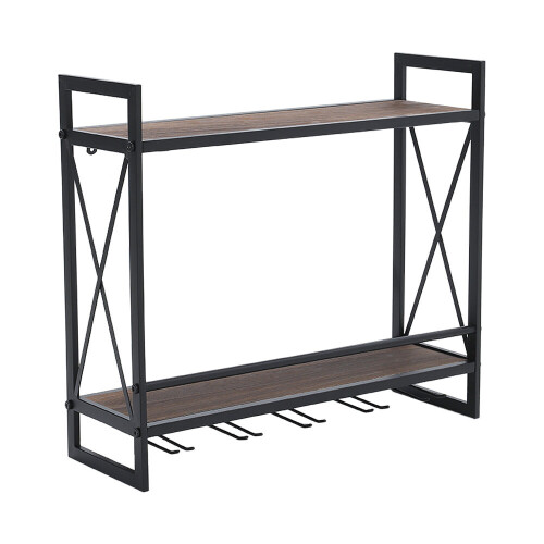Living And Home Industrial Wall Mounted Floating Hanging Wine Glass Rack 2