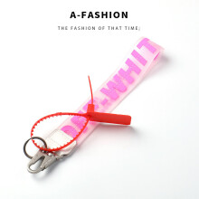 (Rose Red) Off Letter Lanyard Keychain Lanyards for Keys Cool Wristlet Keychain PVC Wrist Lanyard Can Hang Key Wallet Jeans Decoration
