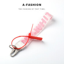 (Pink) Off Letter Lanyard Keychain Lanyards for Keys Cool Wristlet Keychain PVC Wrist Lanyard Can Hang Key Wallet Jeans Decoration
