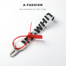(Black) Off Letter Lanyard Keychain Lanyards for Keys Cool Wristlet Keychain PVC Wrist Lanyard Can Hang Key Wallet Jeans Decoration