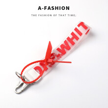 (Red) Off Letter Lanyard Keychain Lanyards for Keys Cool Wristlet Keychain PVC Wrist Lanyard Can Hang Key Wallet Jeans Decoration