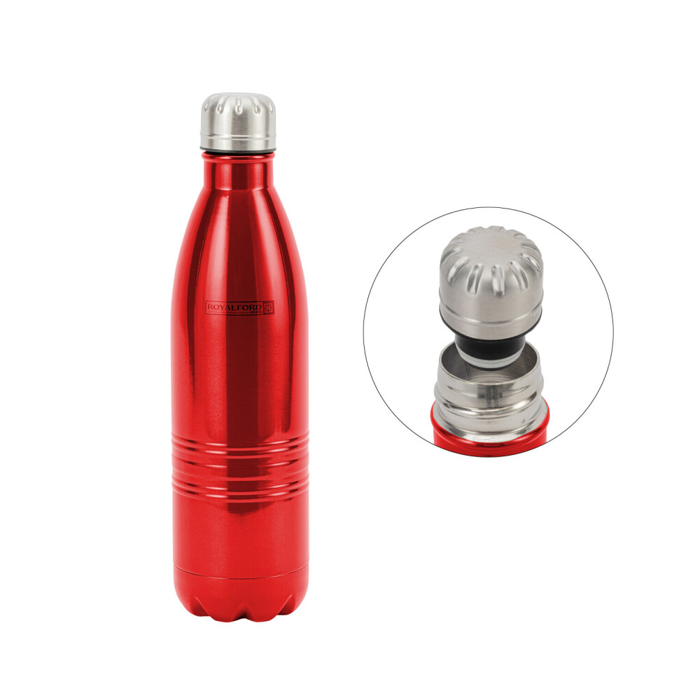 (Red) Royalford Stainless Steel Bottle 750ML Portable