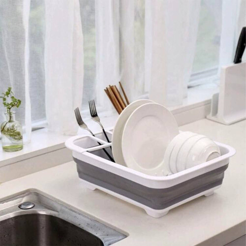 Living And Home Plastic Collapsible Dish Rack Drainer Kitchen Storage 2