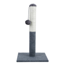 Cat Scratching Post with Hanging Ball - Natural Sisal, Sturdy Square Base for Indoor Cats (Grey, 55cm)