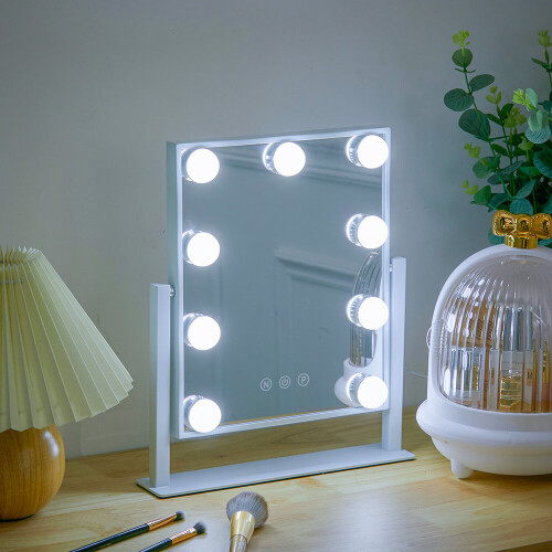 Living And Home Hollywood Vanity Mirror with 9 LED Bulbs 3 Color Lighting Modes