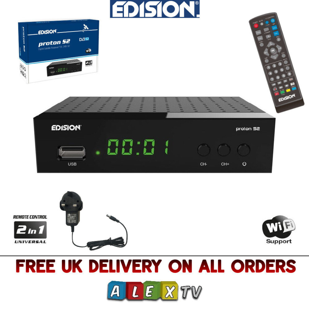 Edision Proton S2 Digital Satellite Full HD TV FTA Free to Air Receiver 12V-240v