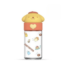 (Yellow) Kuromi Sanrio Cinnamoroll Melody Pompompurin Glass Water Bottle Portable Outdoor