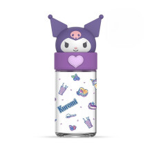 (Purple) Kuromi Sanrio Cinnamoroll Melody Pompompurin Glass Water Bottle Portable Outdoor