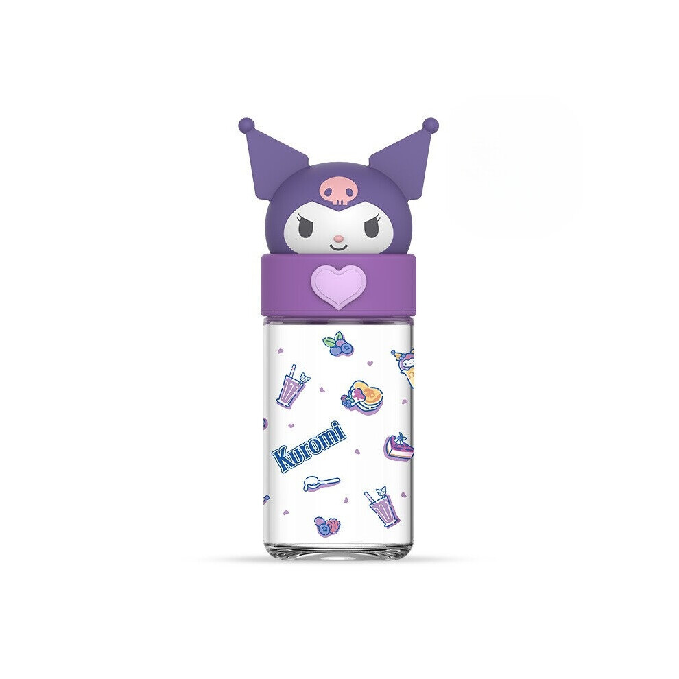(Purple) Kuromi Sanrio Cinnamoroll Melody Pompompurin Glass Water Bottle Portable Outdoor