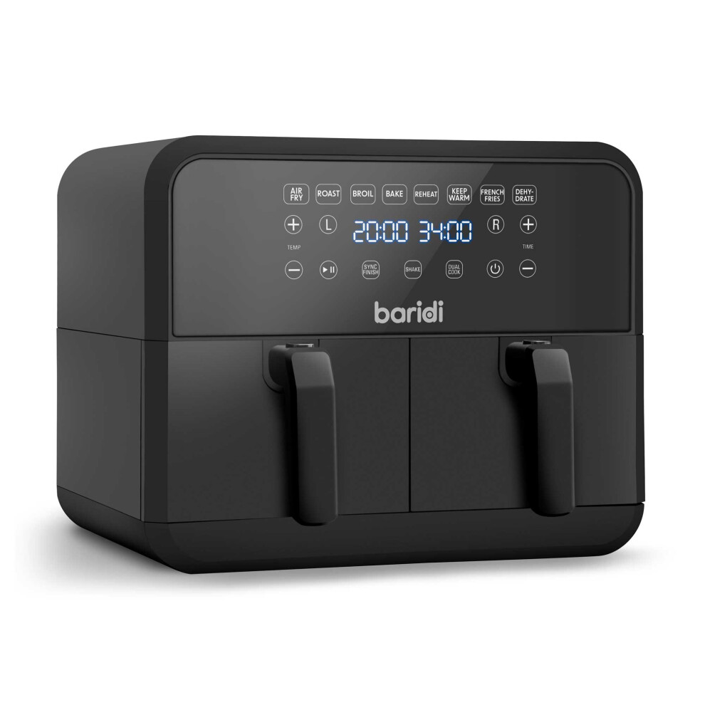 Dellonda Baridi Dual Zone Air Fryer, 8 Preset Functions, 1700W, 8L, - Dh172 Black