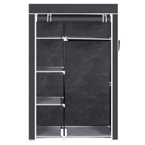 Portable Wardrobe Closet Fabric Clothes Storage Organizer Grey