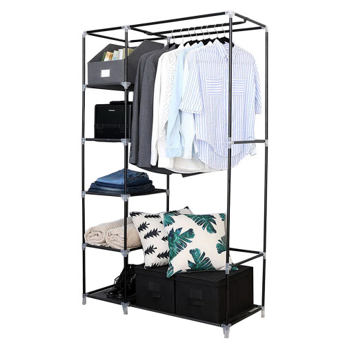 Portable Wardrobe Closet Fabric Clothes Storage Organizer Grey 1