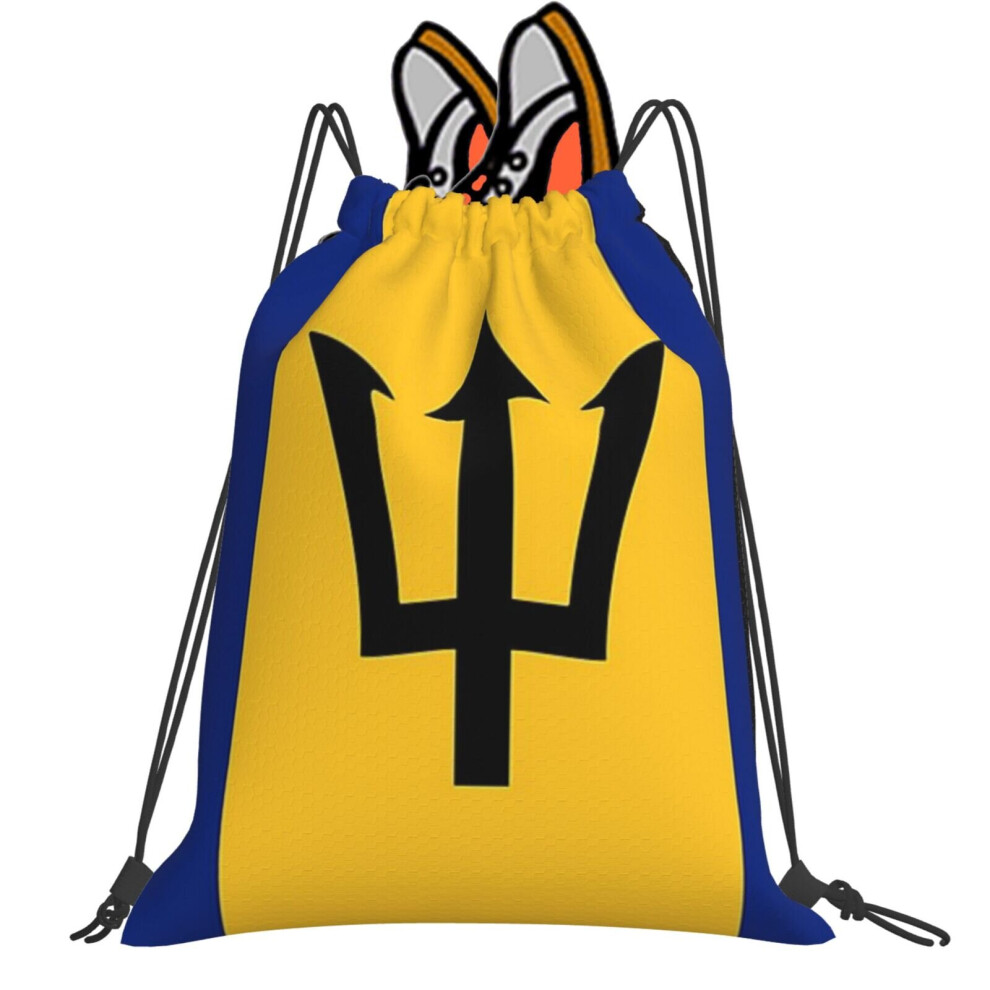 Famgem Drawstring Bag Flag Of Barbados Sport Gym Bag Travel Adult Kid