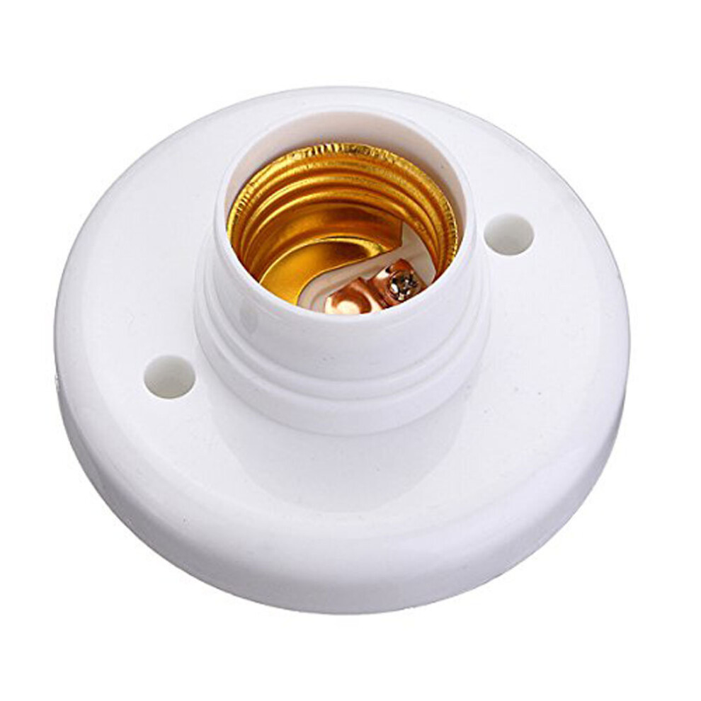 E27 Round Plastic Base Screw Light Bulb Lamp Socket Holder White-image-OPC-PBG6K5P-NEW