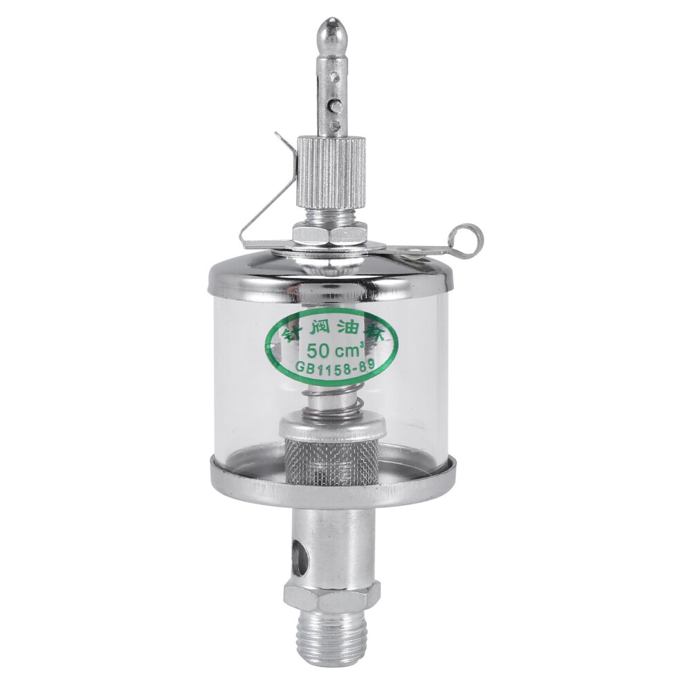 50Ml Engine Machine Lubricator Oil Gravity Drip Feed Oiler Clear+Silver 4762016919504