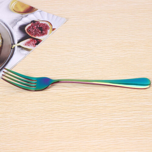 Rainbow Color Stainless Steel Fork Set - 6Pcs, 20cm, Dishwasher Safe Tableware 1