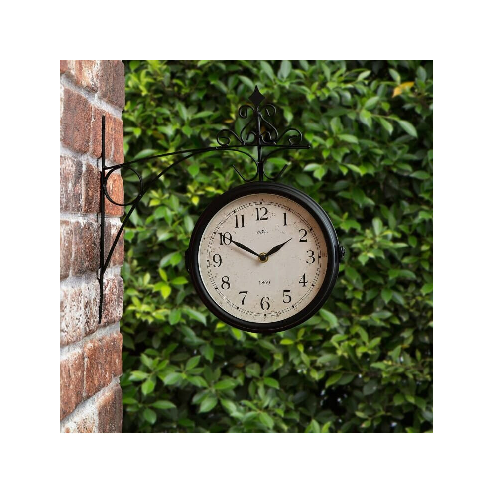 Outdoor Dual Side Station Clock Suitable for use both in/outdoor-Black